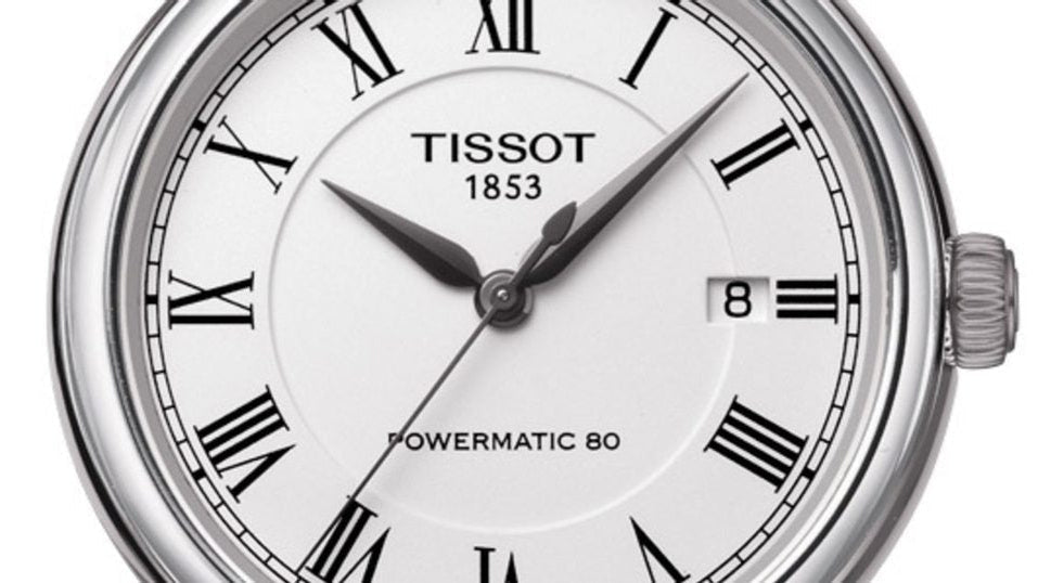 Tissot Carson Powermatic 80 White Dial Black Leather Strap Watch For Men - T085.407.16.013.00