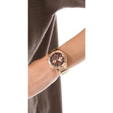 Marc Jacobs Rock Chronograph Mother of Pearl Red Dial Rose Gold Steel Strap Unisex Watch - MBM3251