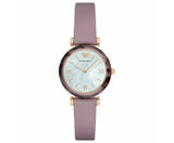 Emporio Armani Gianni Mother of Pearl Dial Purple Leather Strap Watch For Women - AR11003