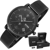 Hugo Boss Integrity Black Dial Black Mesh Bracelet Watch for Men - 1513813