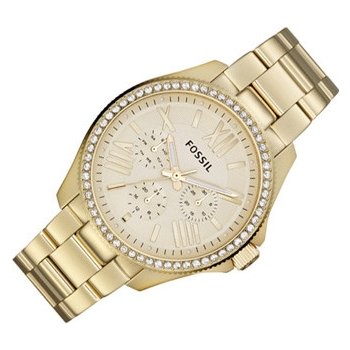 Fossil Cecile Chronograph Gold Dial Gold Steel Strap Watch for Women - AM4482