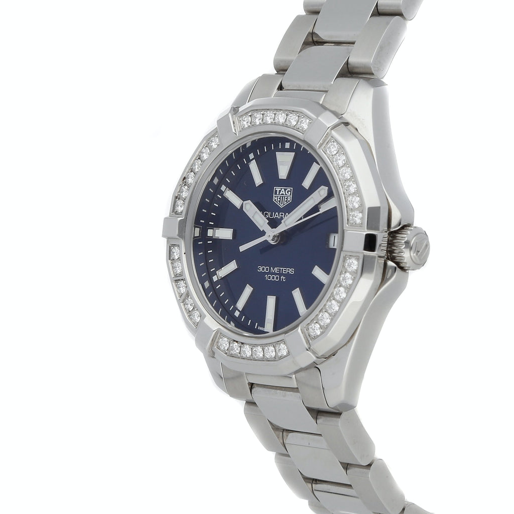 Tag Heuer Aquaracer Quartz Diamonds Blue Dial Silver Steel Strap Watch for Women - WAY131N.BA0748