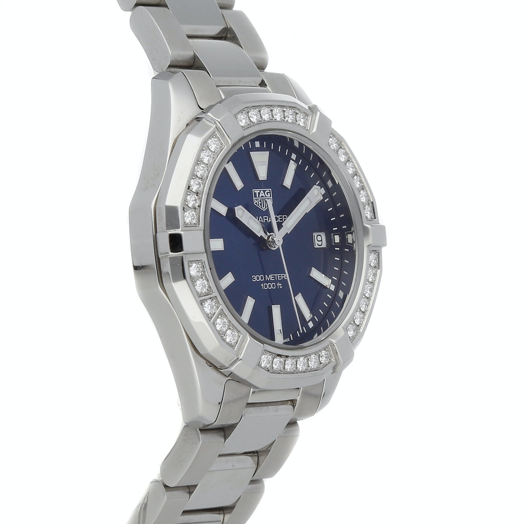 Tag Heuer Aquaracer Quartz Diamonds Blue Dial Silver Steel Strap Watch for Women - WAY131N.BA0748