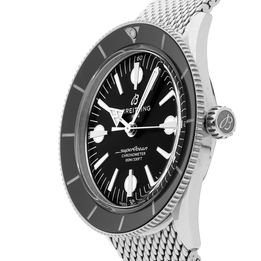 Breitling Superocean Heritage '57 Black Dial Silver Mesh Bracelet Watch for Men - A10370121B1A1
