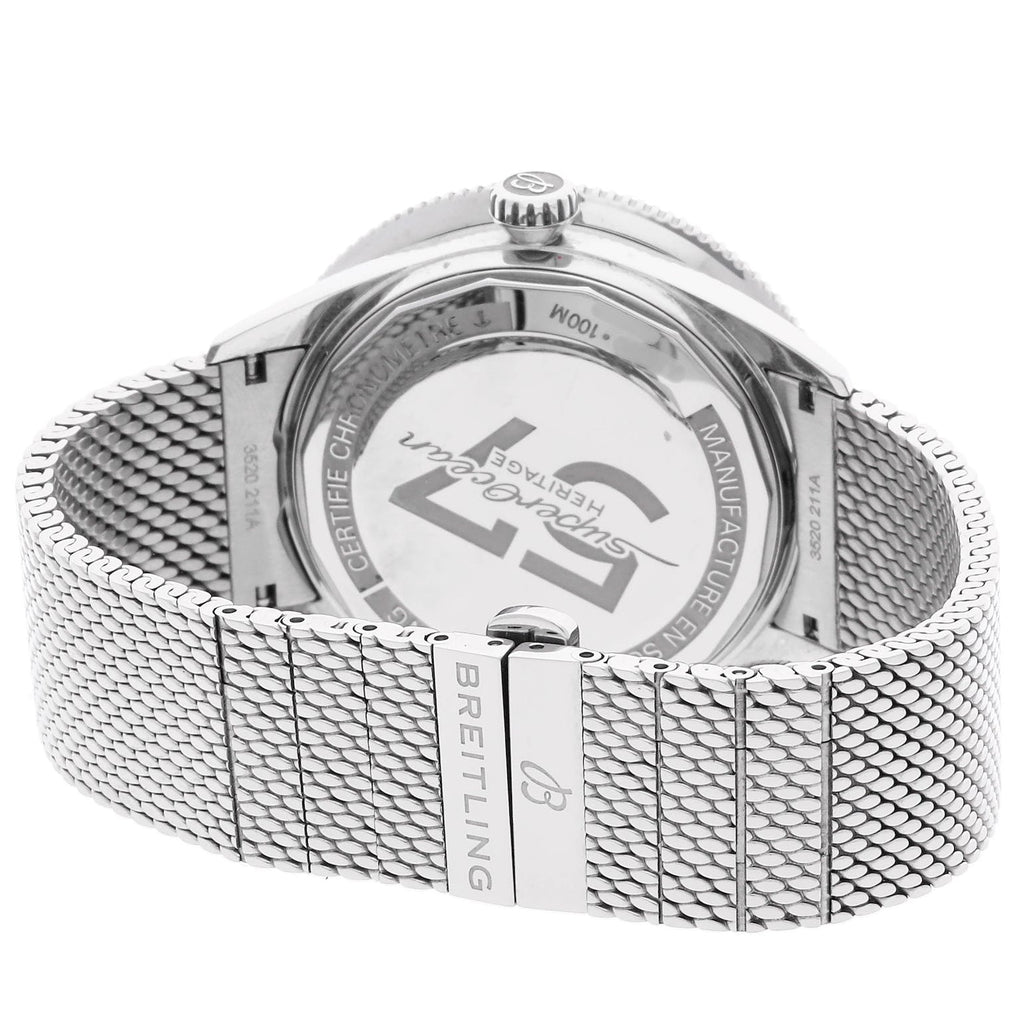 Breitling Superocean Heritage '57 Black Dial Silver Mesh Bracelet Watch for Men - A10370121B1A1