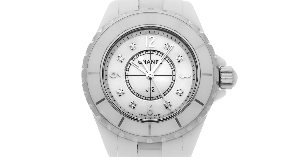 Chanel J12 Diamonds Quartz Ceramic White Dial White Steel Strap Watch for Women - J12 H2422