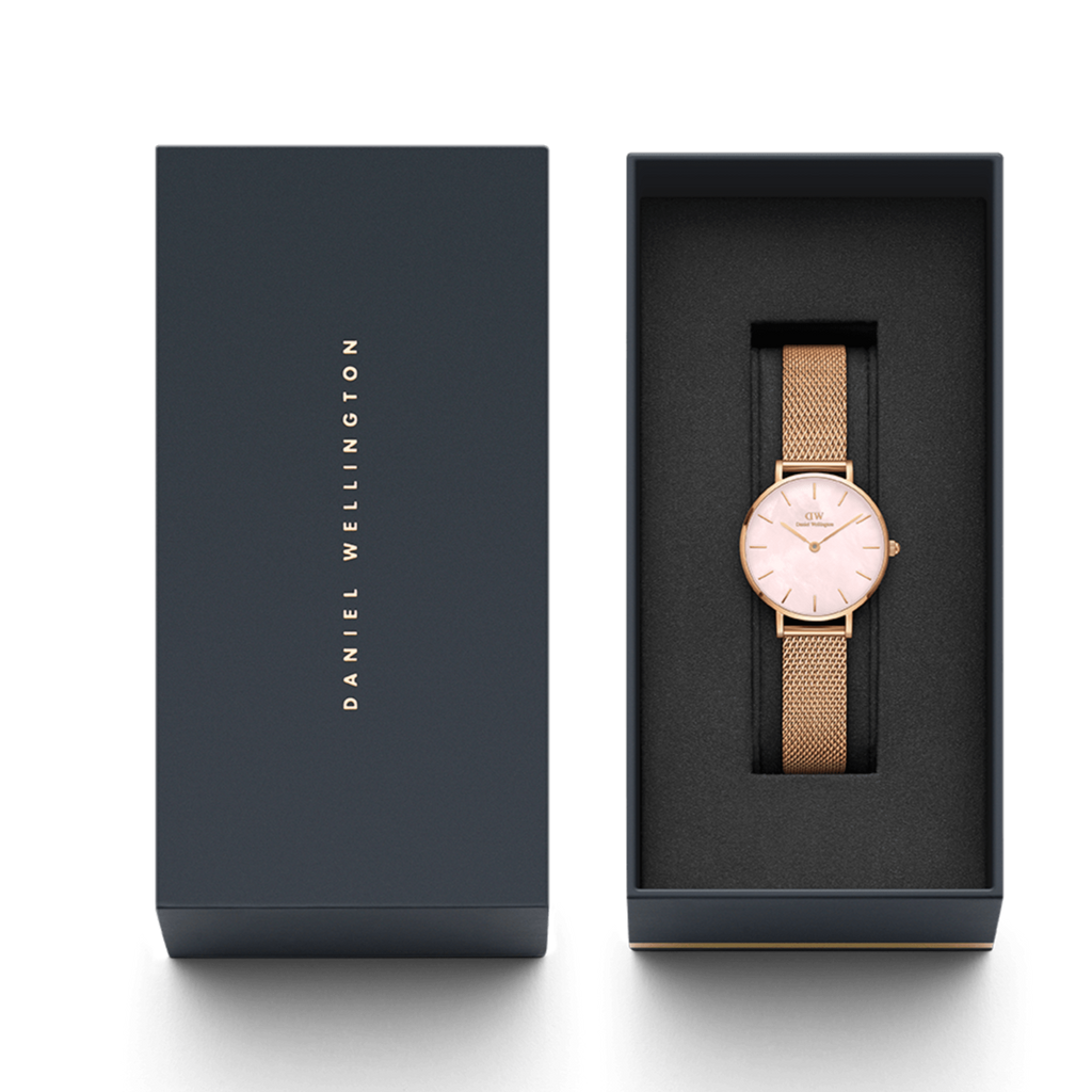 Daniel Wellington Petite Melrose Mother of Pearl Pink Dial Pink Mesh Strap Watch For Women - DW00100513