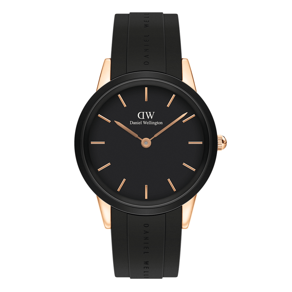 Daniel Wellington Iconic Motion Black Dial Black Rubber Strap Watch For Men - DW00100425