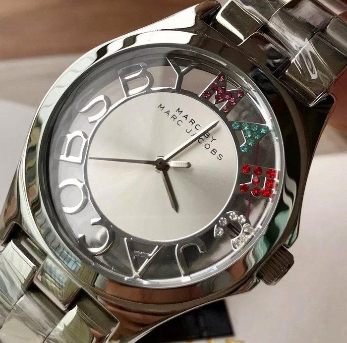 Marc Jacobs Henry Skeleton Silver Dial Silver Steel Strap Watch for Women - MBM3262