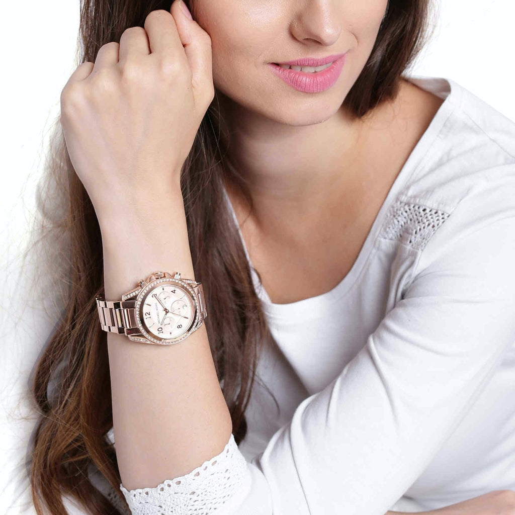 Michael Kors Blair Rose Gold Dial Rose Gold Steel Strap Watch for Women - MK5263