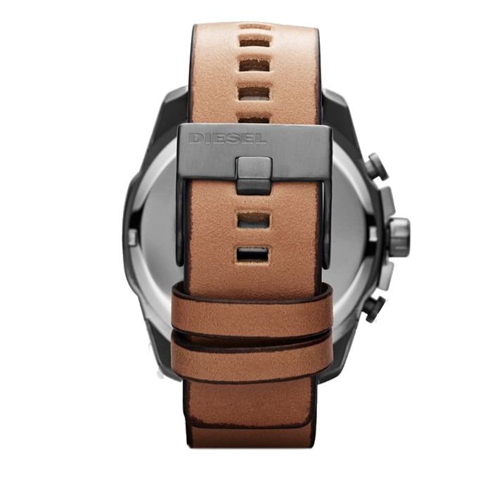 Diesel Mr. Daddy 2.0 Chronograph Silver Dial Brown Leather Strap Watch For Men - DZ7394