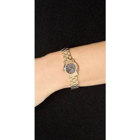 Marc Jacobs Amy Mother of Pearl Black Dial Gold Steel Strap Watch for Women - MBM3275