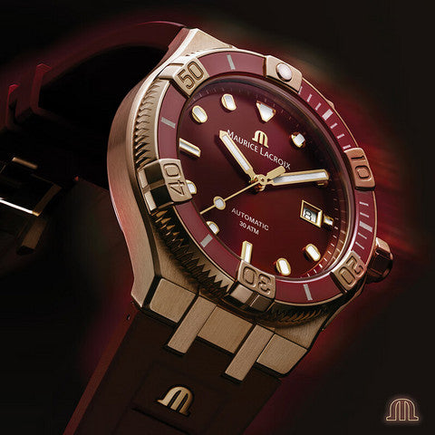 Maurice Lacroix Aikon Venturer Asia Special Edition Red Dial Red Rubber Strap Watch For Men - AI6058-BRZ6B-530-6