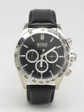 Hugo Boss Ikon Black Dial Black Leather Strap Watch for Men - 1513178