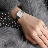 Daniel Wellington Quadro Studio White Dial Silver Mesh Bracelet Watch For Women - DW00100521