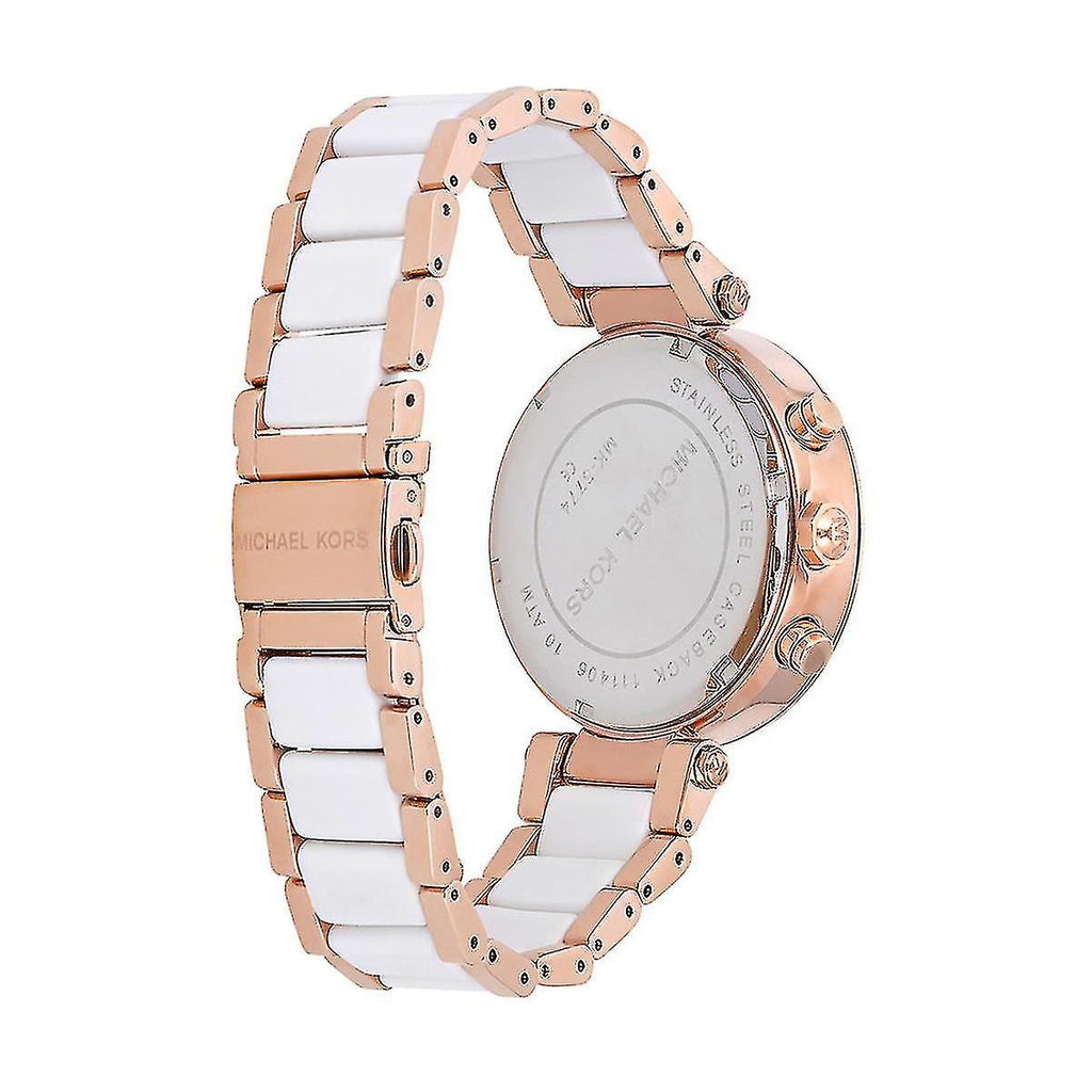 Michael Kors Parker White Dial Two Tone Steel Strap Watch for Women - MK5774