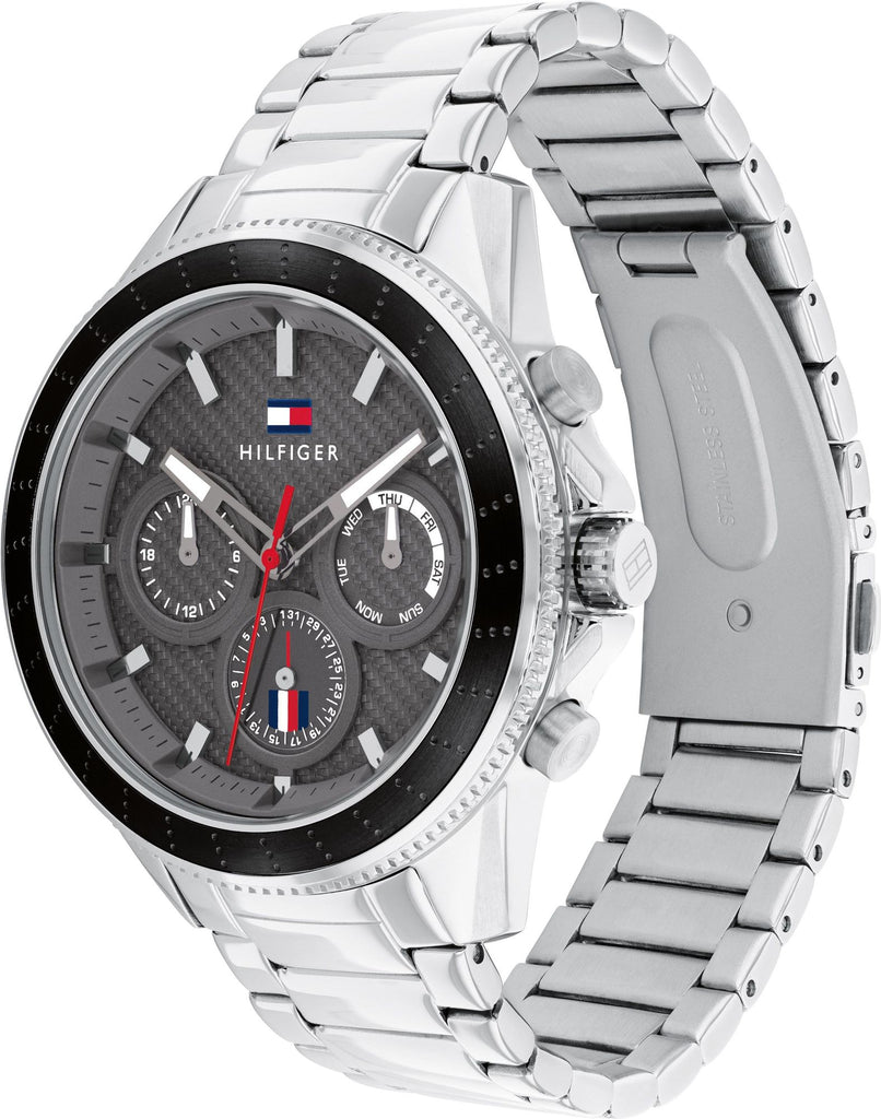 Tommy Hilfiger Aiden Chronograph Grey Dial Silver Steel Strap Watch For Men - 1791857
