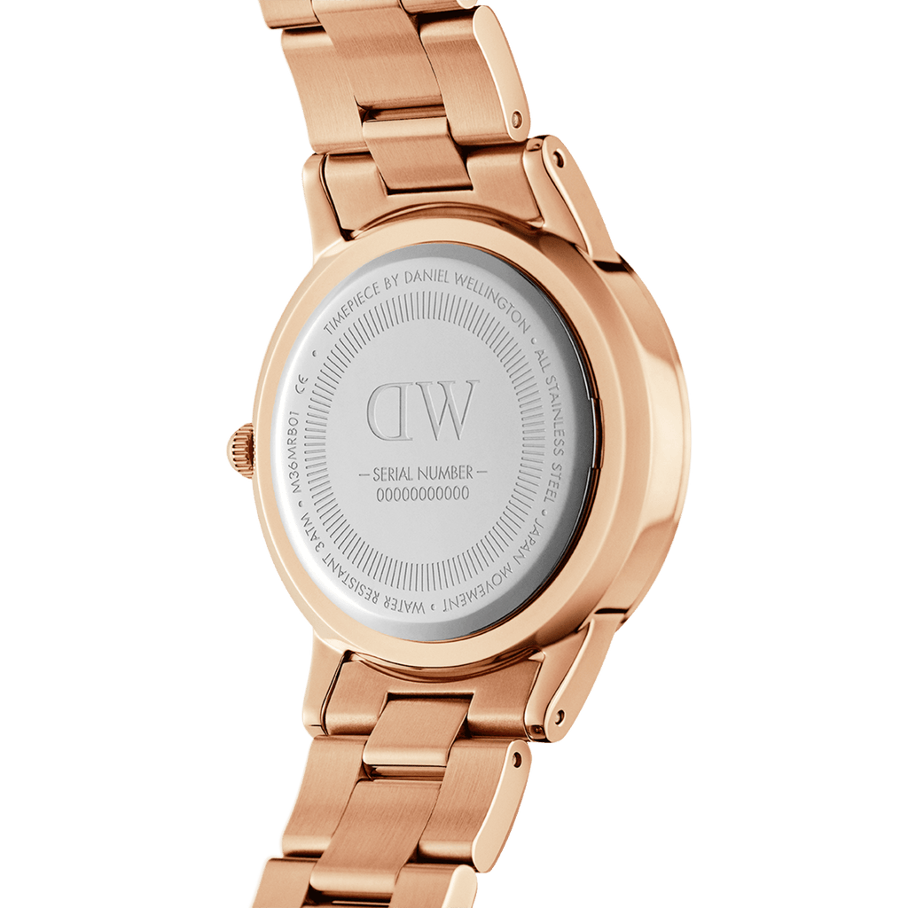 Daniel Wellington Iconic Link Pink Dial Rose Gold Steel Strap Watch For Women - DW00100335