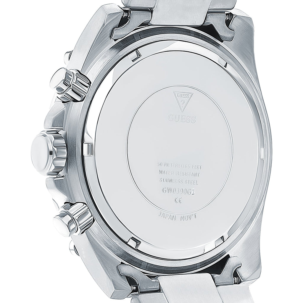 Guess Trophy Chronograph Diamonds Black Dial Silver Steel Strap Watch for Men - GW0390G1