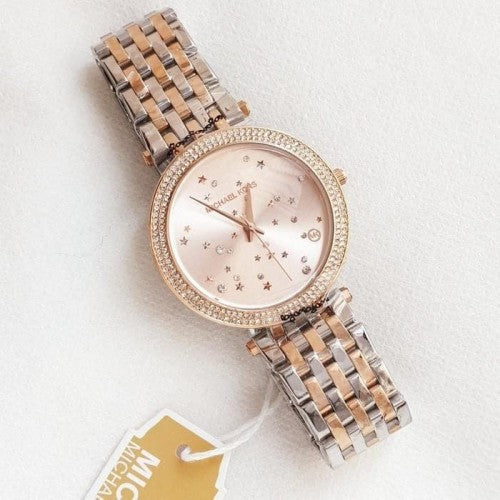Michael Kors Darci Rose Gold Dial Two Tone Steel Strap Watch for Women - MK3726
