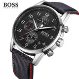 Hugo Boss Navigator Black Dial Black Leather Strap Watch for Men - 1513535