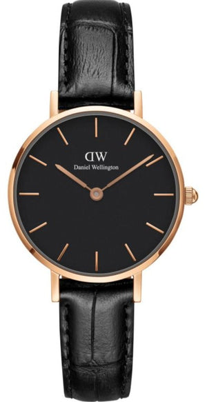 Daniel Wellington Classic Petite Reading Black Dial Black Leather Strap Watch For Women - DW00100223