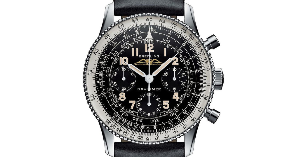 Breitling Navitimer Ref. 806 1959 Re-Edition Black Dial Brown Leather Strap Watch for Men - AB0910371B1X1