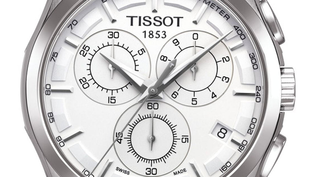 Tissot Couturier Chronograph White Dial Brown Leather Strap Watch For Men - T035.617.16.031.00