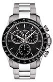 Tissot V8 Quartz Chronograph Black Dial Silver Steel Strap Watch For Men - T106.417.11.051.00