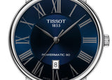 Tissot Carson Premium Powermatic 80 Blue Dial Blue Leather Strap Watch For Men - T122.407.16.043.00