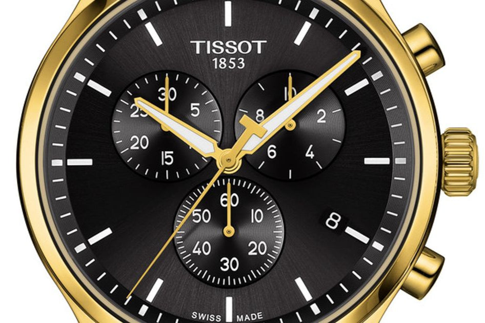 Tissot Chrono XL Classic Black Dial Gold Steel Strap Watch for Men - T116.617.33.051.00