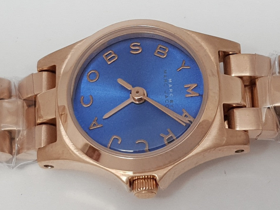 Marc Jacobs Henry Dinky Blue Dial Rose Gold Steel Strap Watch for Women - MBM3204