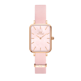 Daniel Wellington Quadro Pressed Mother of Pearl Pink Dial Pink Nylon Strap Watch For Women - DW00100509