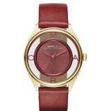 Marc Jacobs Tether Transparent Red Dial Red Leather Strap Watch for Women - MBM1377