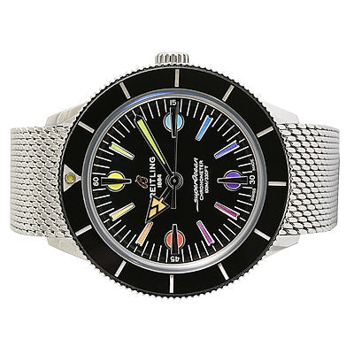 Breitling Superocean Heritage '57 Black Dial Silver Mesh Bracelet Watch for Men - A103701A1B1A1