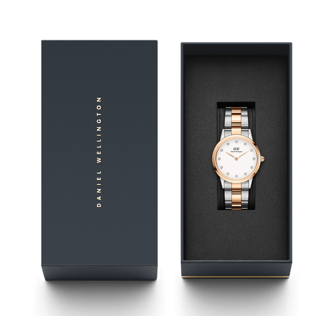 Daniel Wellington Iconic Link White Dial Two Tone Steel Strap Watch For Women - DW00100358