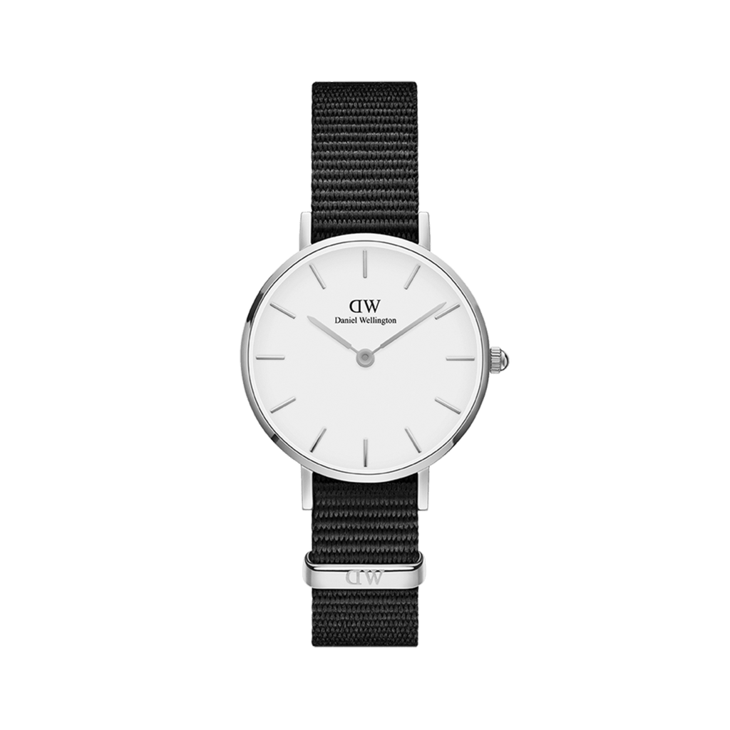 Daniel Wellington Classic Petite Cornwall White Dial Black Nylon Strap Watch For Women - DW00100252