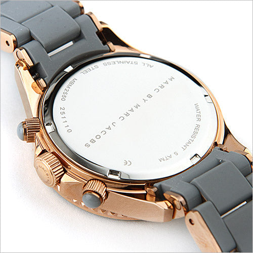 Marc Jacobs Rock Chronograph Grey Dial Grey Silicone Strap Watch for Women - MBM2550