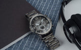 Fossil Nate Chronograph Gunmetal Dial Grey Steel Strap Watch for Men - JR1437