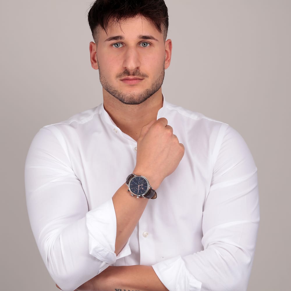 Maserati Epoca Chronograph Blue Dial Brown Leather Strap Watch For Men - R8871618014