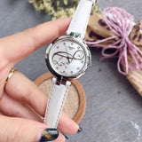 Tissot T Trend Flamingo Valentines Mother of Pearl White Dial White Leather Strap Watch For Women - T094.210.16.111.01