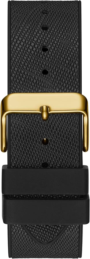 Guess Phoenix Multifunction Crystals Gold Dial Black Silicone Strap Watch For Men - GW0048G2