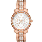 Michael Kors Tibby Chronograph White Dial Rose Gold Steel Strap Watch For Men - MK7293