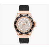 Michael Kors Everest Analog Rose Gold Dial Black Silicone Strap Watch For Women - MK7358