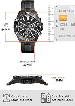Fossil Garrett Chronograph Black Dial Black Steel Strap Watch for Men - FS5773