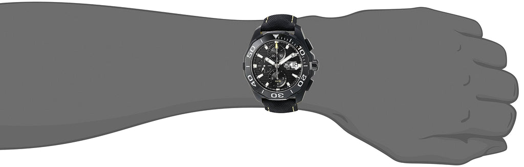 Tag Heuer Aquaracer Chronograph 43mm Black PVD Dial Black Nylon Strap Watch for Men - CAY218A.FC6361