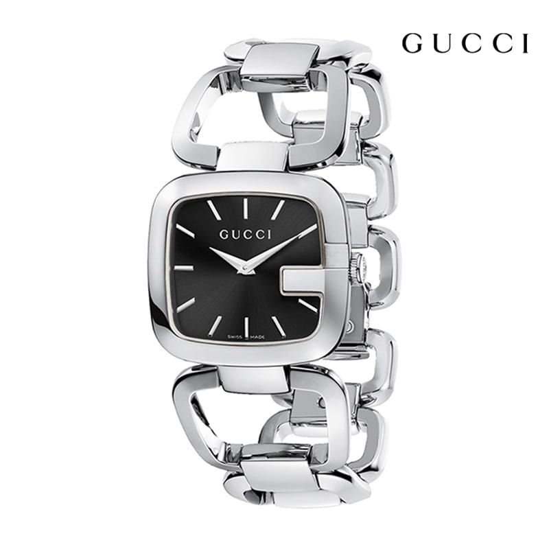 Gucci G Gucci Black Dial Silver Steel Strap Watch For Women - YA125510