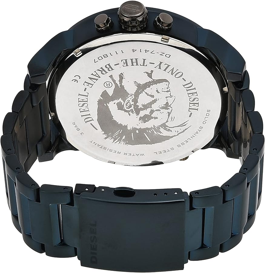 Diesel Daddy 2.0 Chronograph Grey Dial Blue Steel Strap Watch For Men - DZ7414