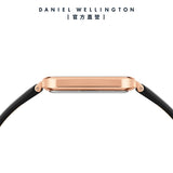 Daniel Wellington Quadro Black Dial Black Leather Strap Watch For Women  - DW00100449