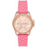 Michael Kors Mini Pilot Quartz Rose Gold Dial Pink Silicone Strap Watch For Women - MK7375